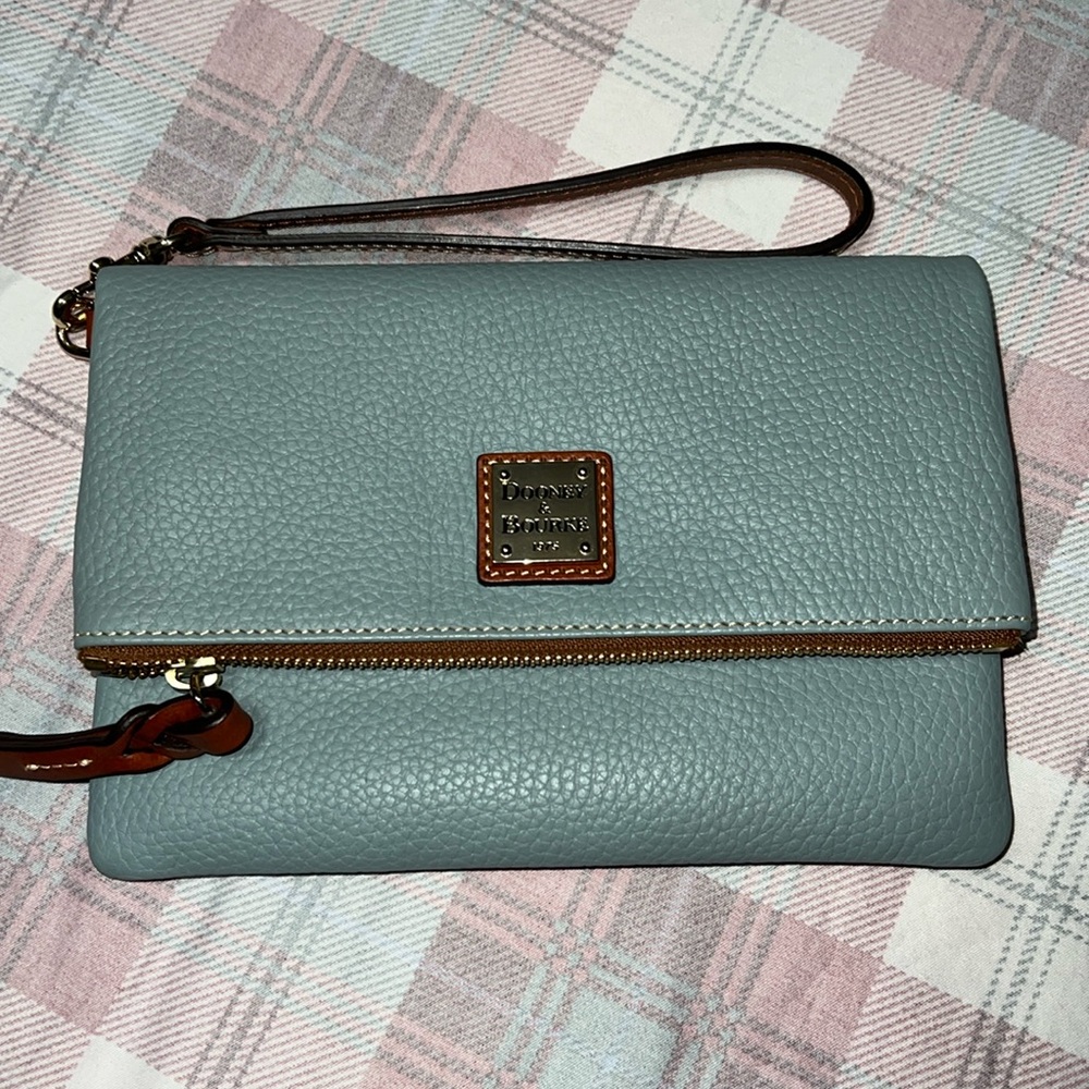 Dooney & Bourke Pebble Grain Fold Over Zip Wristlet